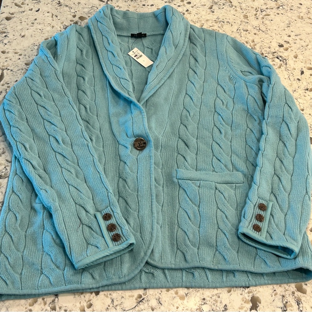 Talbots Aqua sweater blazer NWT